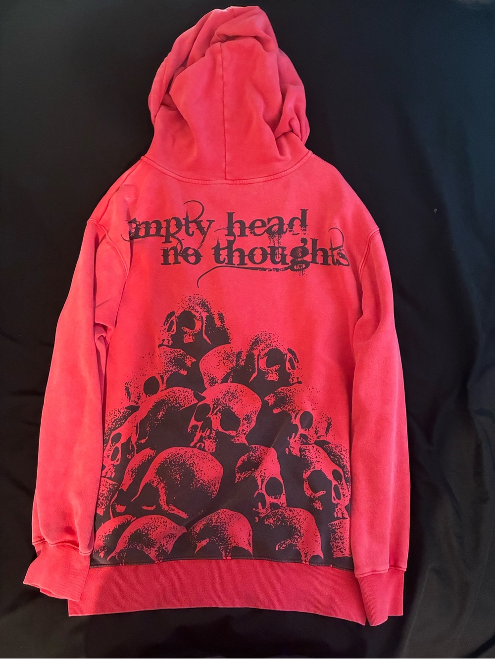 Hot Topic Red Crewneck Hoodie with Black Skull Graphic
